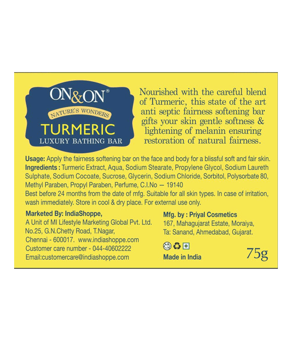 ON&ON Turmeric Luxury Bathing Bar (75g) image 2