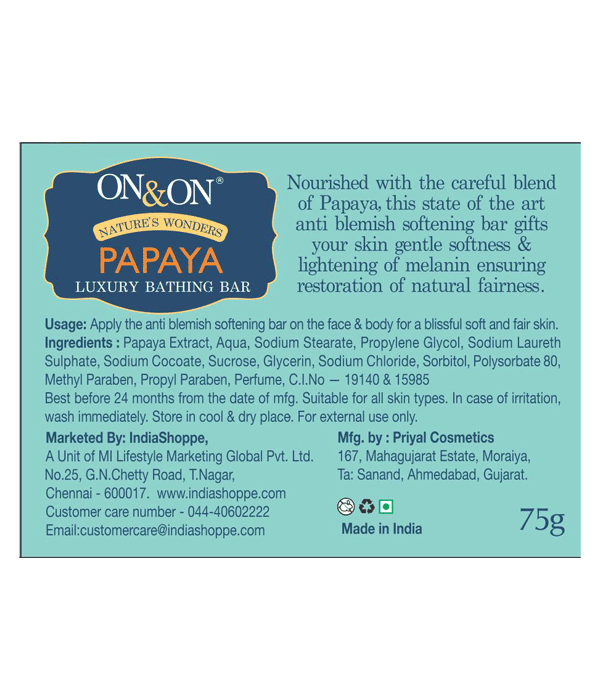 ON&ON Papaya Luxury Bathing Bar (75g) image 2