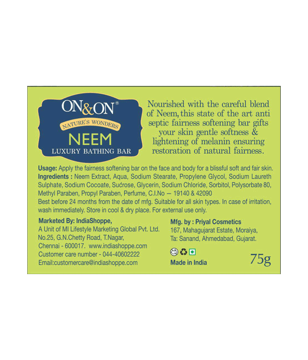 ON&ON Neem Luxury Bathing Bar (75g) image 2