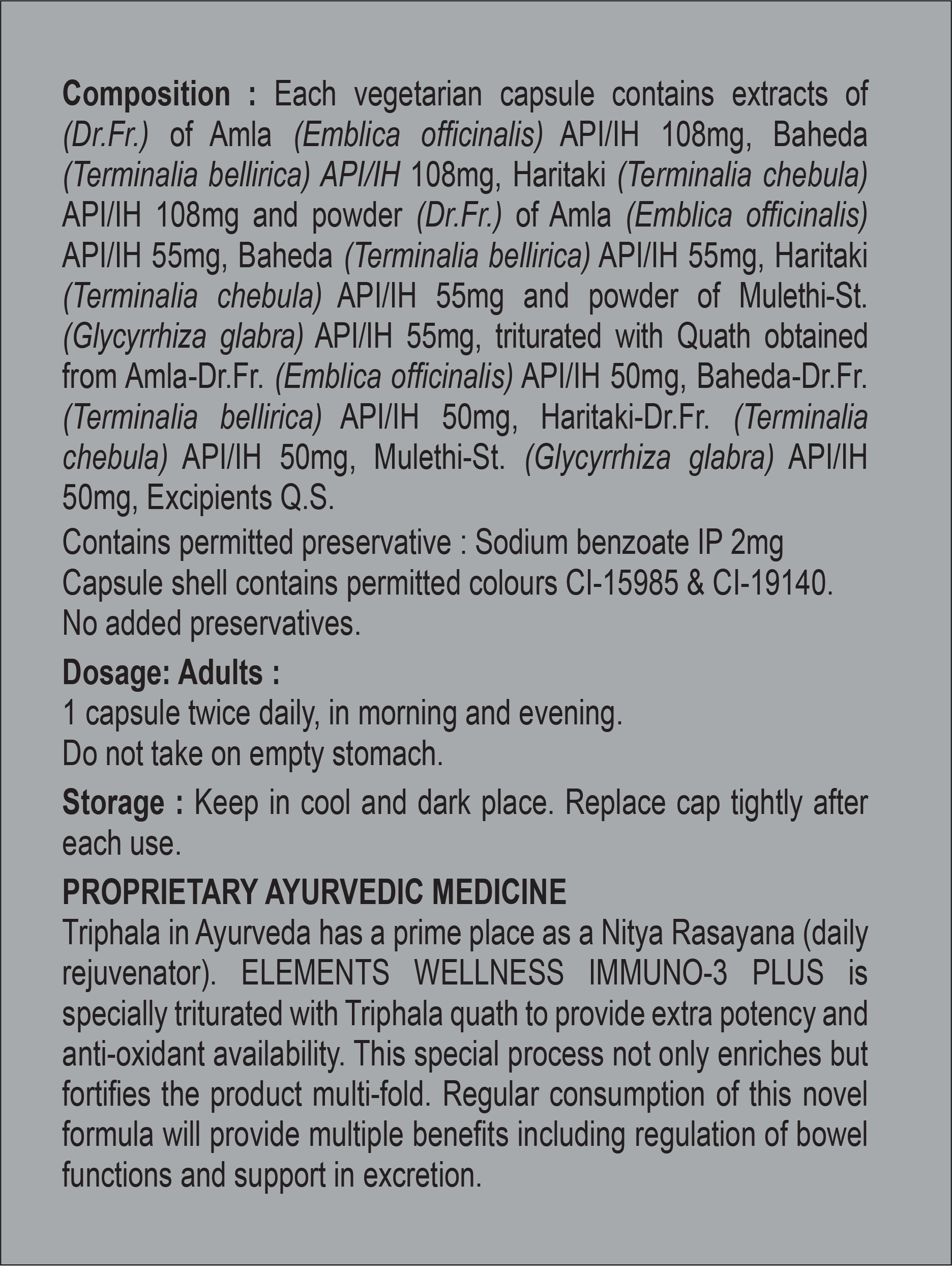 Elements Wellness Immuno-3 Plus (60 Capsules) image 2