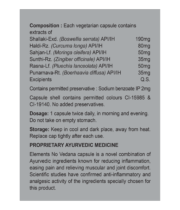 Elements Wellness No Vedana (60 Capsules) image 3