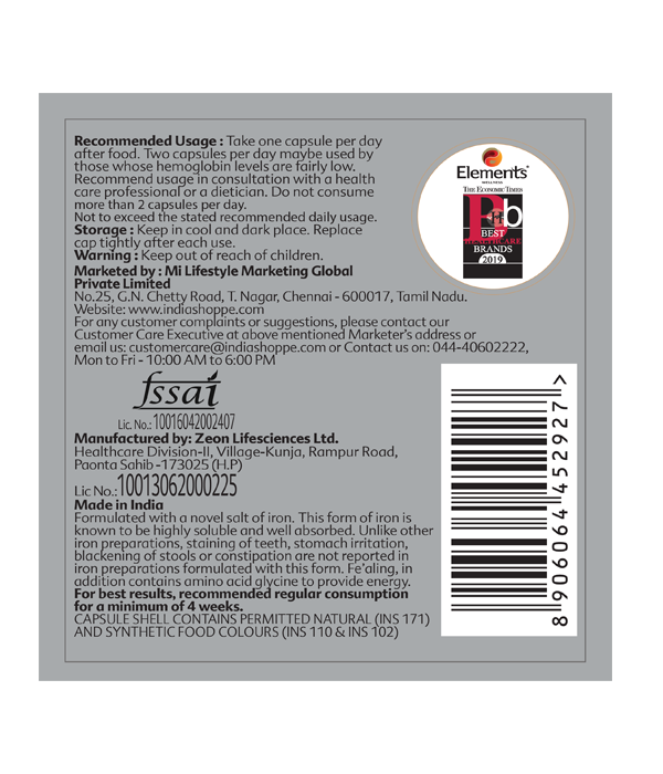 Elements Wellness Fe'aling Capsules (60 Capsules) image 2