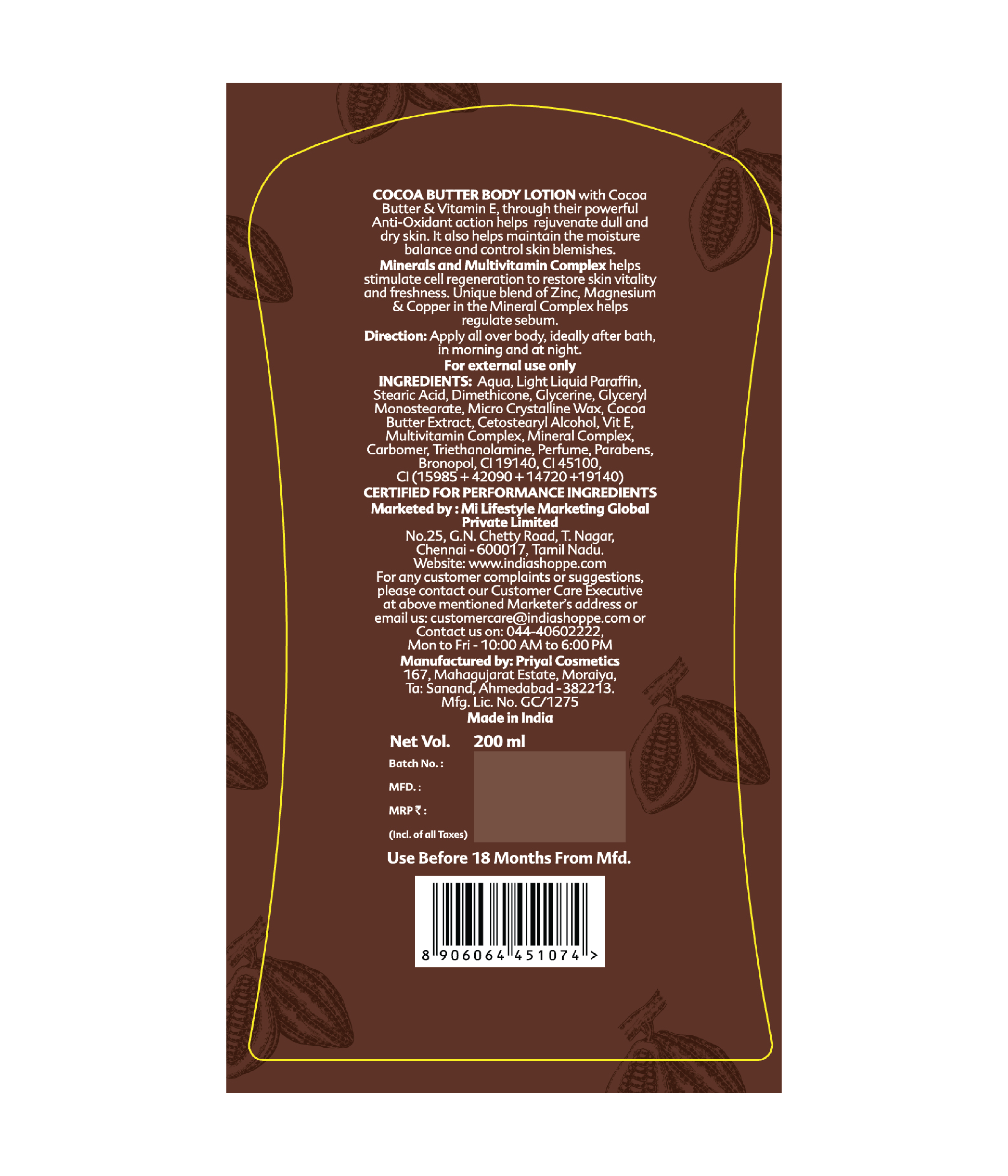 Elements Wellness Cocoa Butter Body Lotion (200ml) image 2