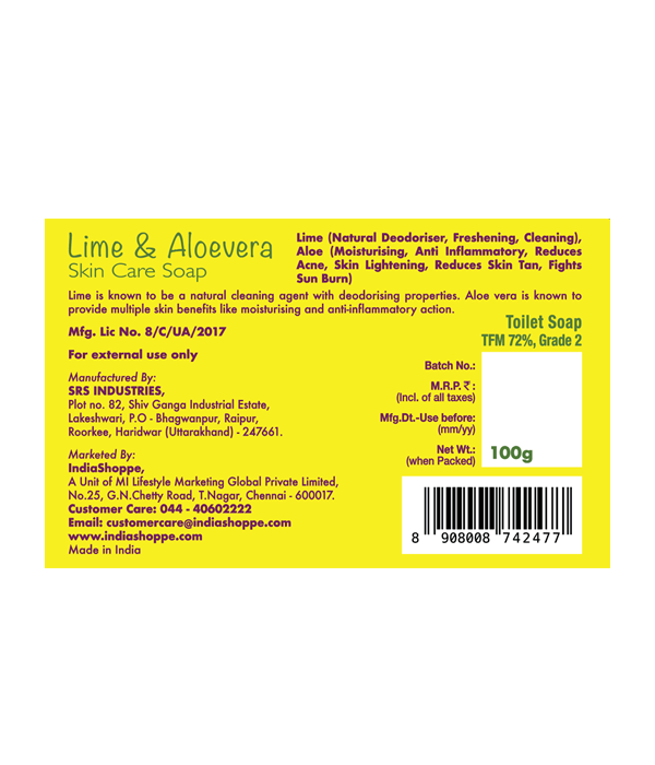 Neustar Lime & Aloevera Skin Care Soap (100g) image 2