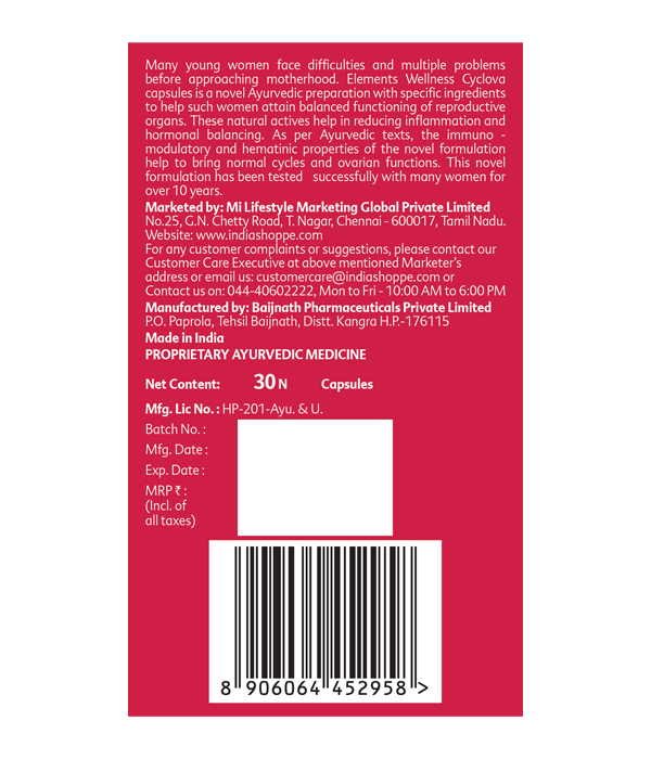 Elements Wellness Cyclova Capsules (30 Capsules) image 2