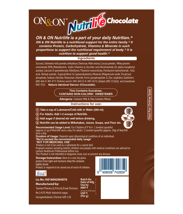 ON&ON Nutrilife Chocolate (750g) image 2