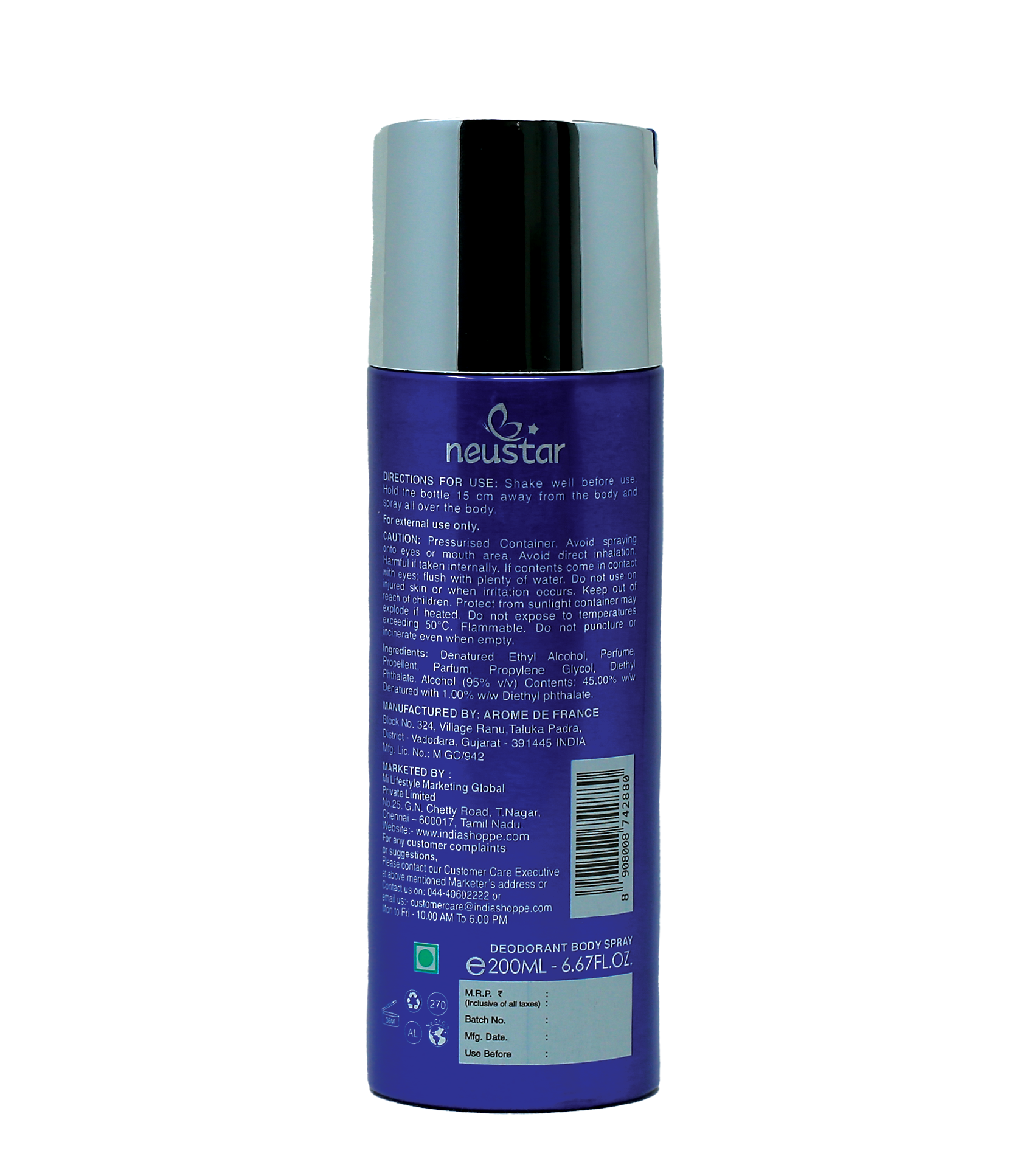 Neustar Tyzon Deodorant Spray-Men (200ml) image 2
